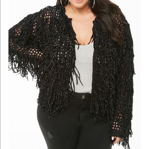 NWT FOREVER 21 SHAGGY BLACK CARDIGAN SZ 0X